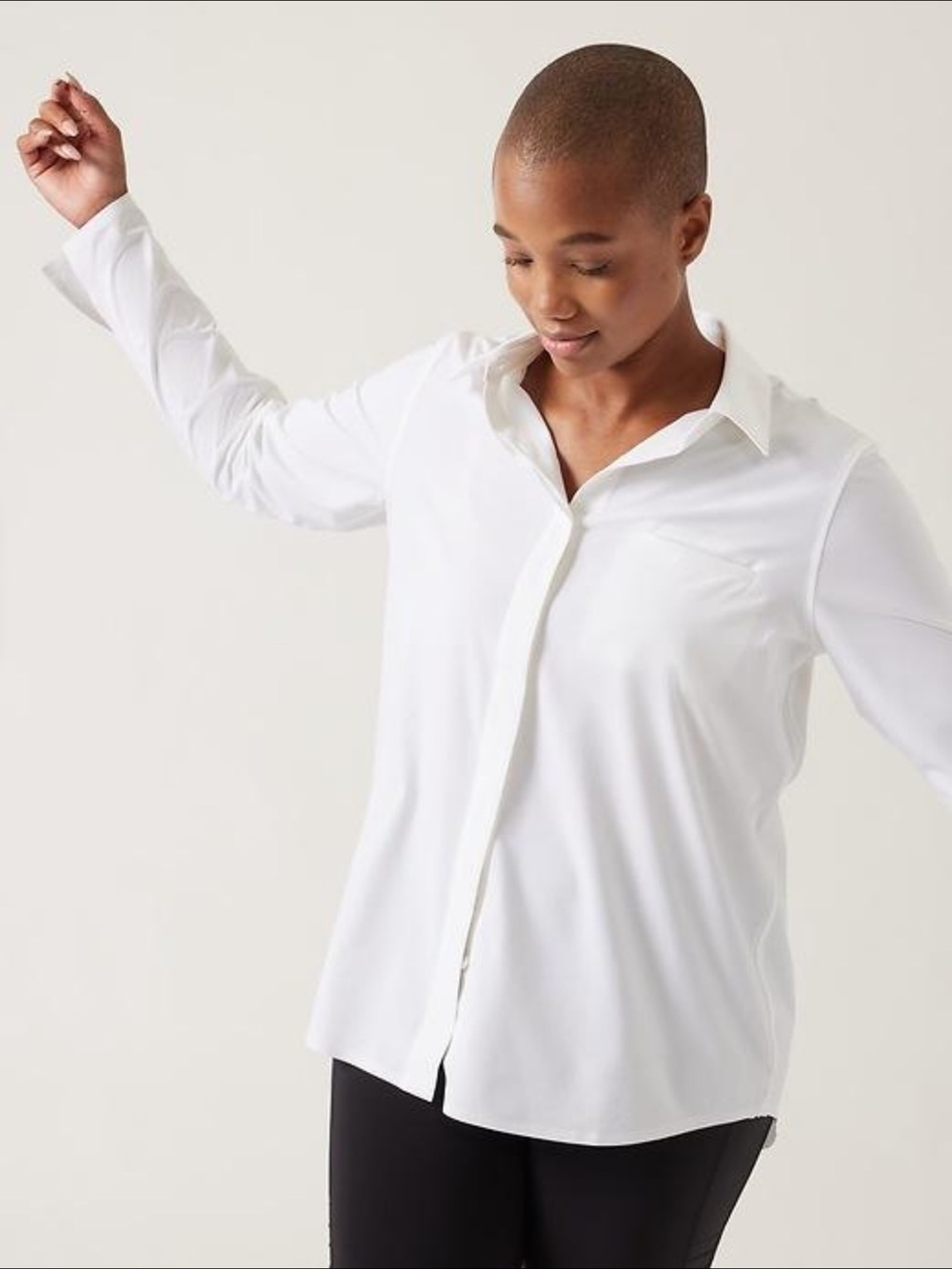 Athleta Urbanite Top Off White Featherweight Stretch Tunic Shirt M